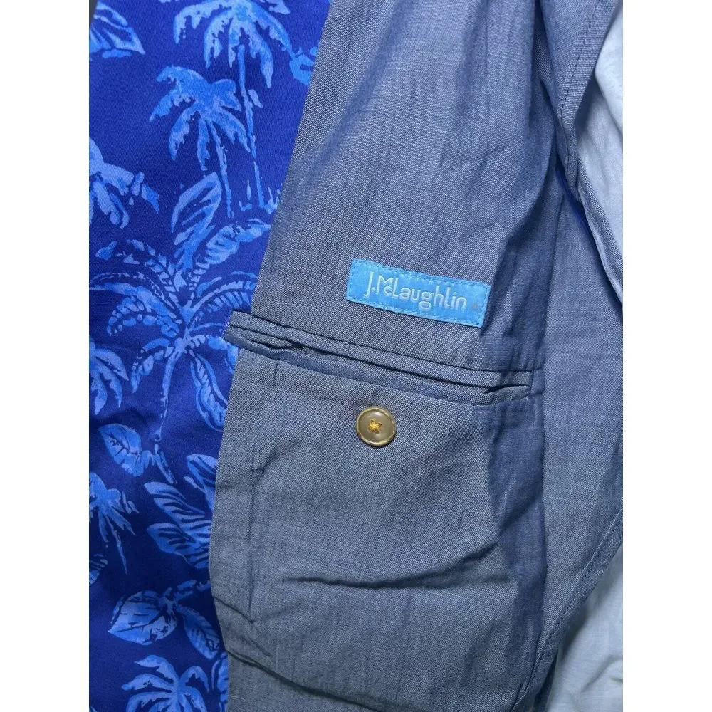 J. McLaughlin Libson Kona Palms Sport‎ Coat Stretch Blue Men's 46